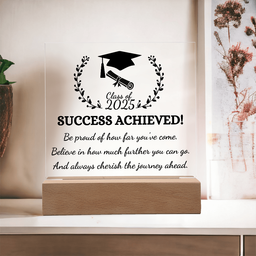 Class of 2025 Illuminated Square Acrylic Plaque | Graduation Achievement Gift
