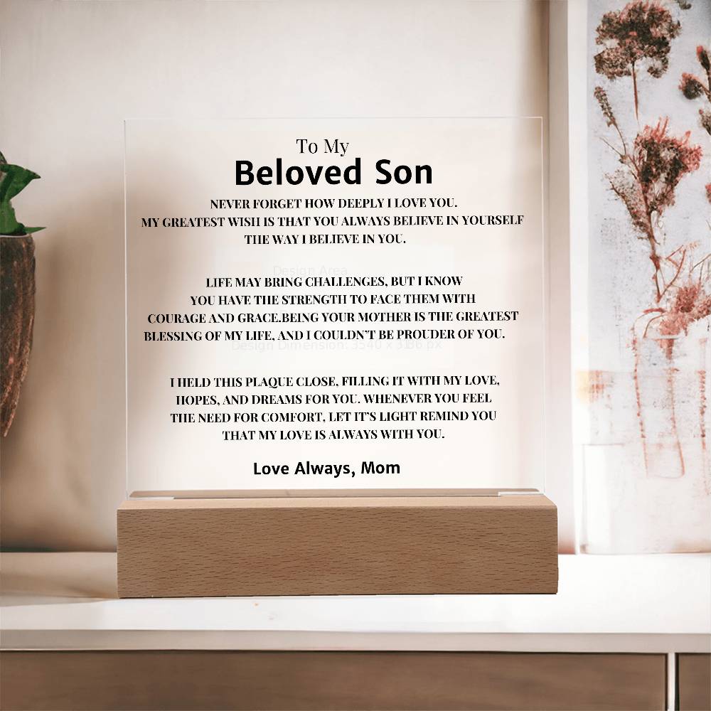 To My Son Gift - Personalized Acrylic Plaque for Special Moments