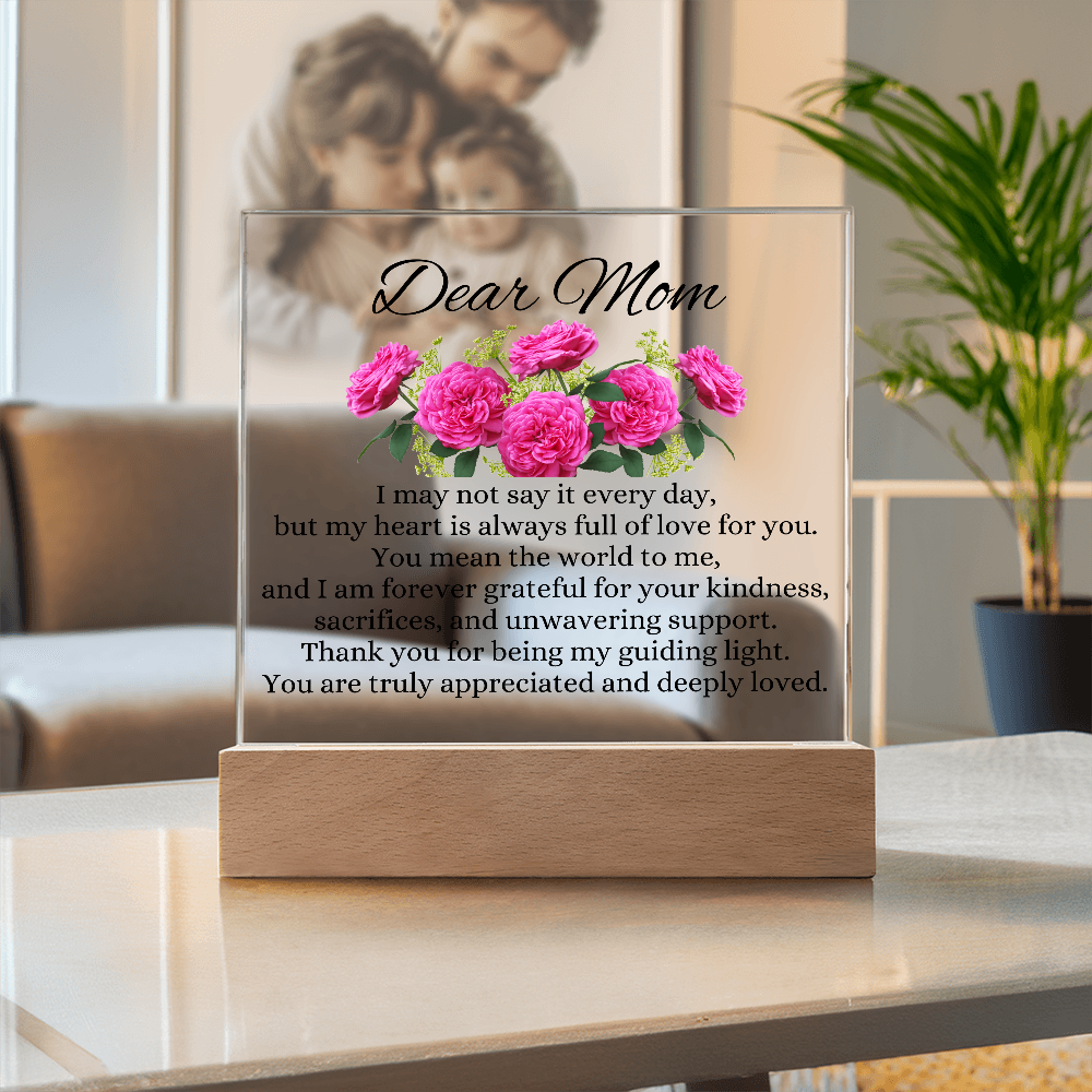 Dear Mom - Printed Square Plaque | A Heartfelt Gift for Every Occasion