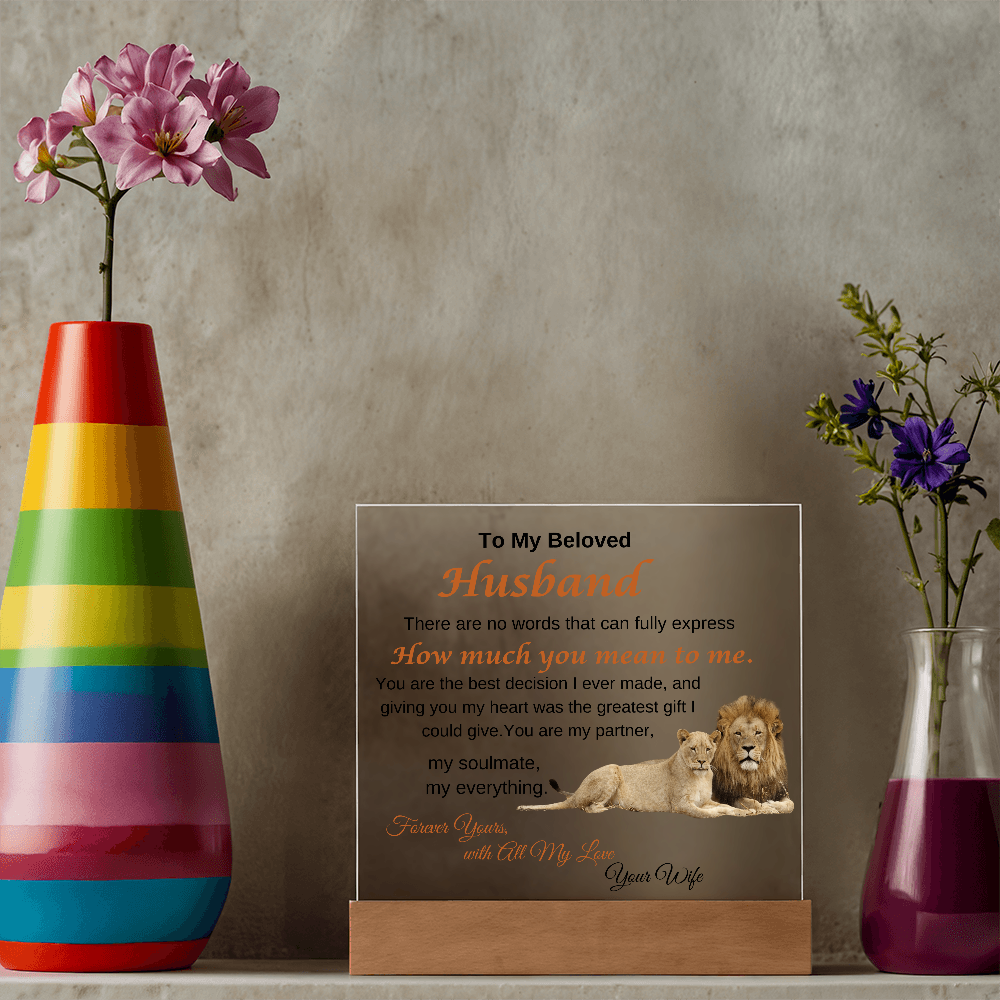 To My Beloved Husband / Acrylic Square Plaque - Perfect Gift for Husband