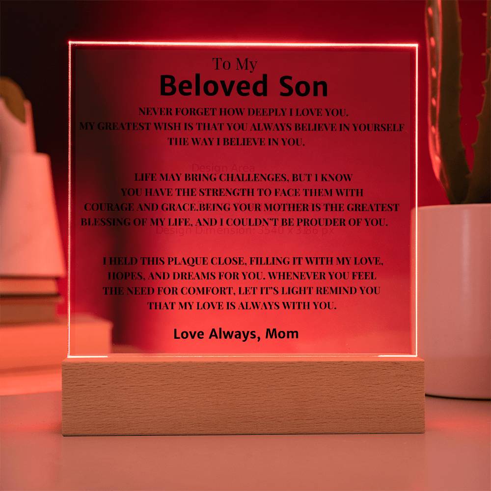 To My Son Gift - Personalized Acrylic Plaque for Special Moments