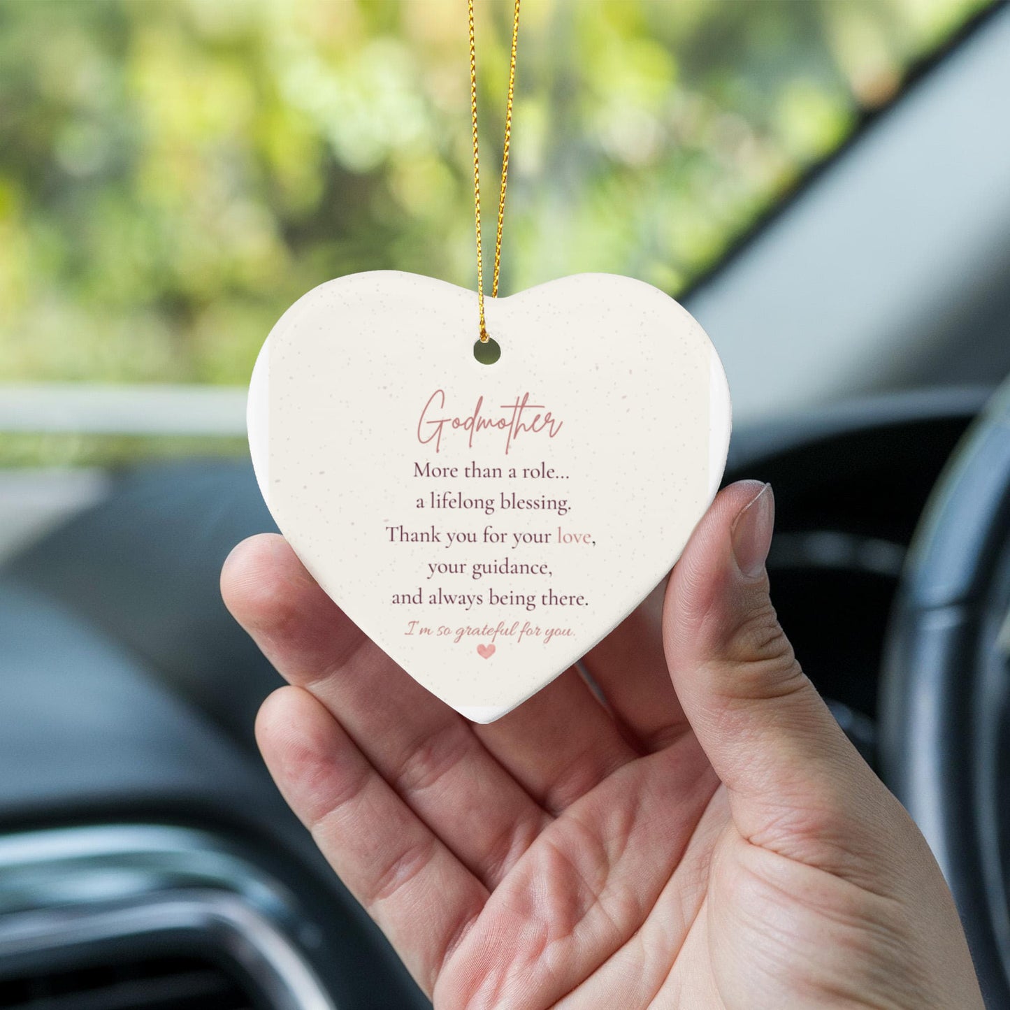 Godmother – Cherished Ceramic Heart Ornament Keepsake Gift