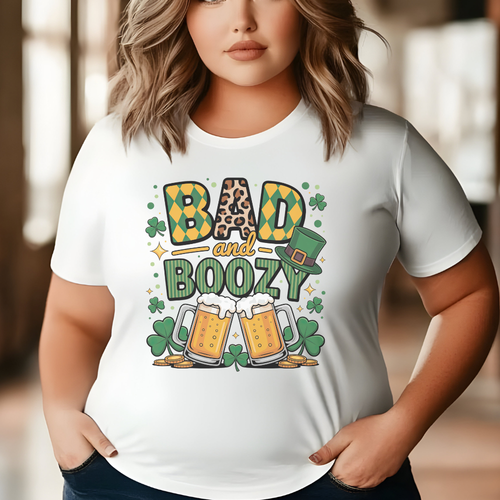 Bad and Boozy St. Patrick's Day T-Shirt - Premium Cotton Tee