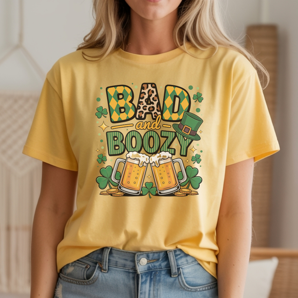 Bad and Boozy St. Patrick's Day T-Shirt - Premium Cotton Tee