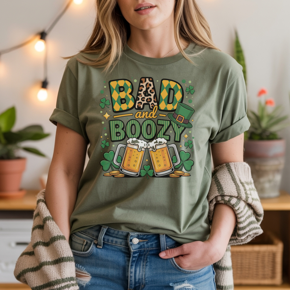 Bad and Boozy St. Patrick's Day T-Shirt - Premium Cotton Tee