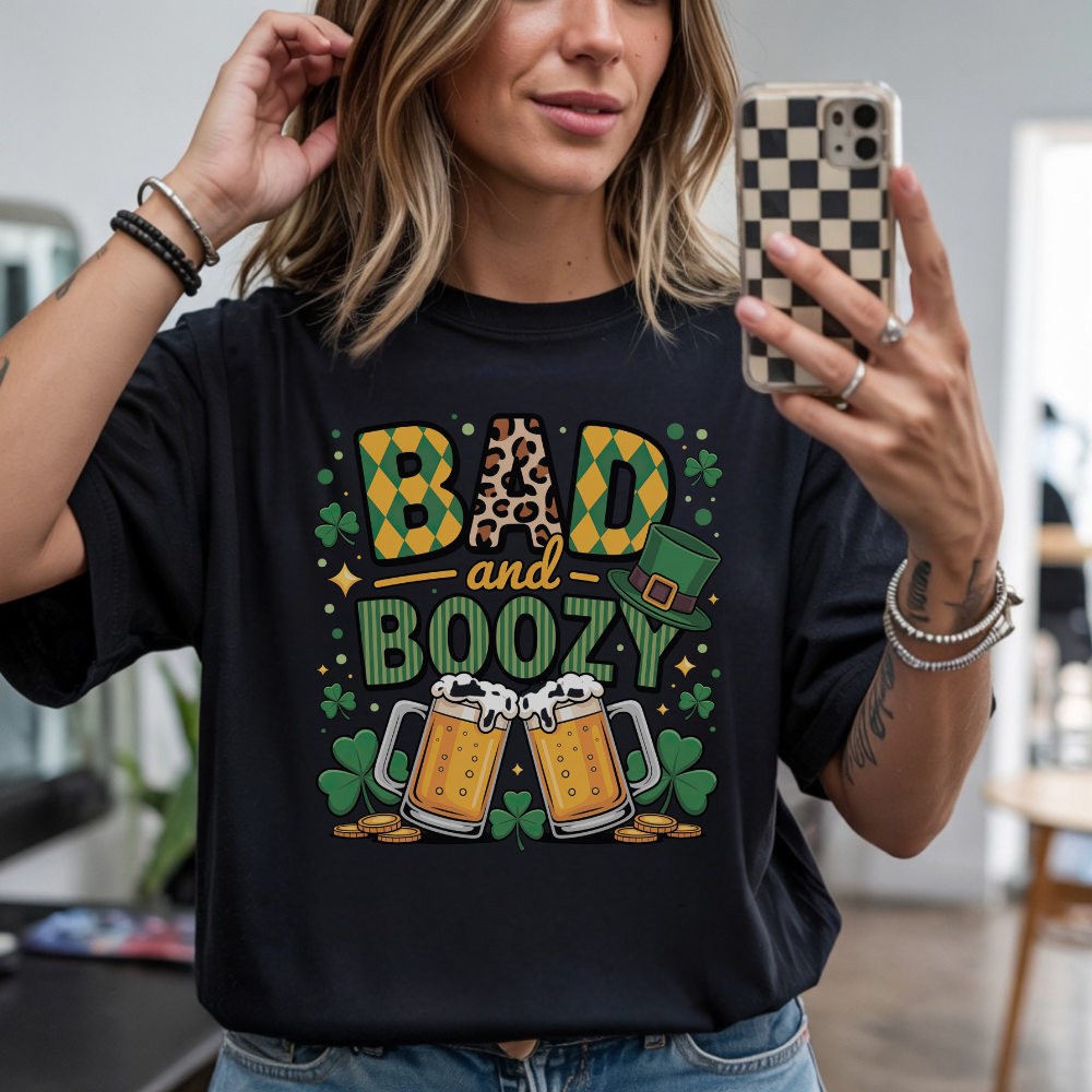 Bad and Boozy St. Patrick's Day T-Shirt - Premium Cotton Tee