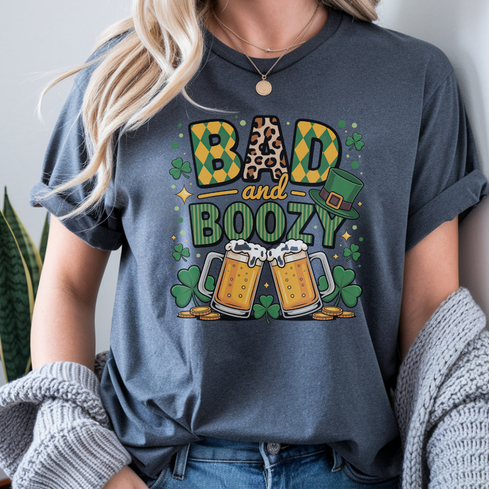 Bad and Boozy St. Patrick's Day T-Shirt - Premium Cotton Tee