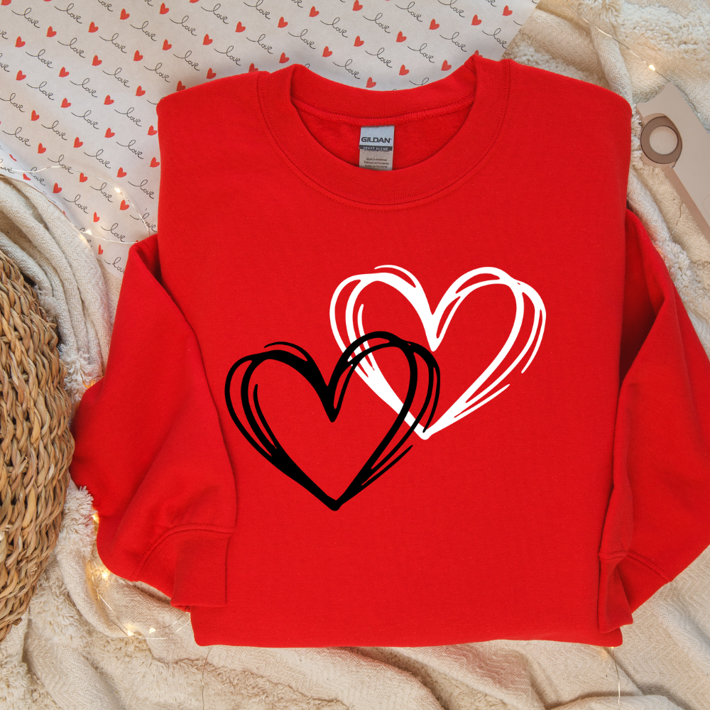 Valentine's Day Sweatshirt - 2 Hearts Design