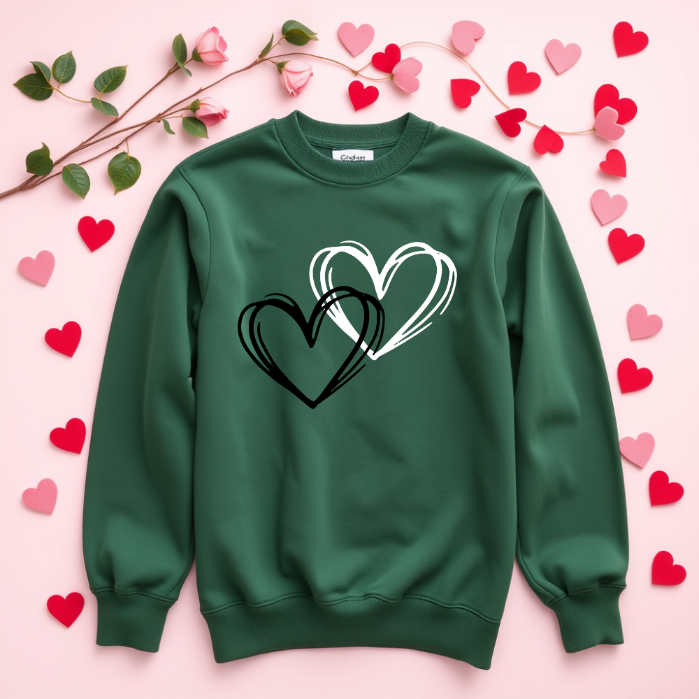 Valentine's Day Sweatshirt - 2 Hearts Design