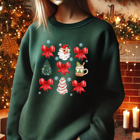 Christmas Bows Print Design: T-shirt & Sweatshirt - Festive Holiday Wear