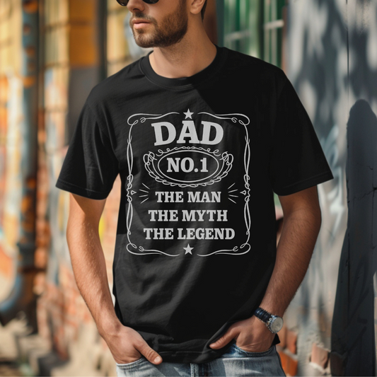Dad No. 1 T-Shirt – The Man, The Myth, The Legend | Funny Birthday or Father's Day Gift for Dad or Grandpa