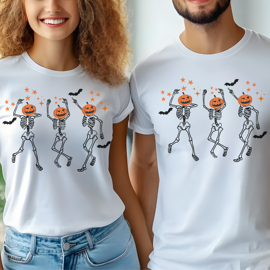 Dancing Skeleton Halloween T-Shirt | Funny Spooky Season Tee for Women