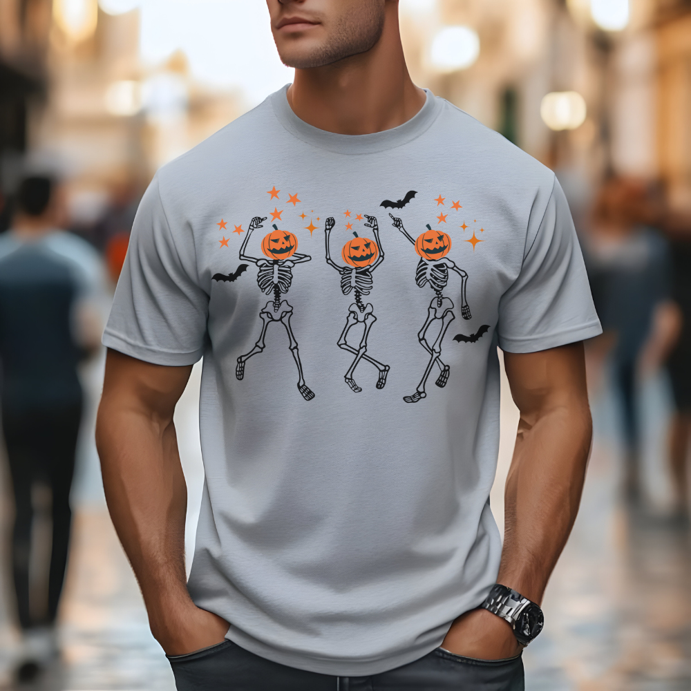 Dancing Skeleton Halloween T-Shirt | Funny Spooky Season Tee for Women