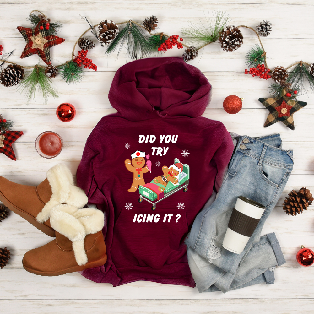 Funny Holiday Tee - 'Did You Try Icing It?' - Cozy Sweatshirt for Christmas  T-Shirt, Sweatshirt, Hoodie