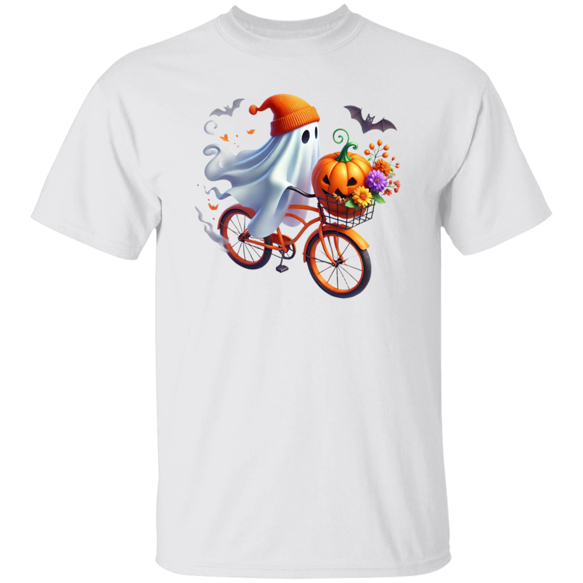 Cute Ghost Riding A Bike Halloween T-Shirt