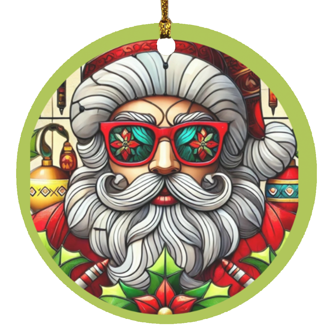 Santa with Swag Christmas Ornaments | Fun Holiday Decor