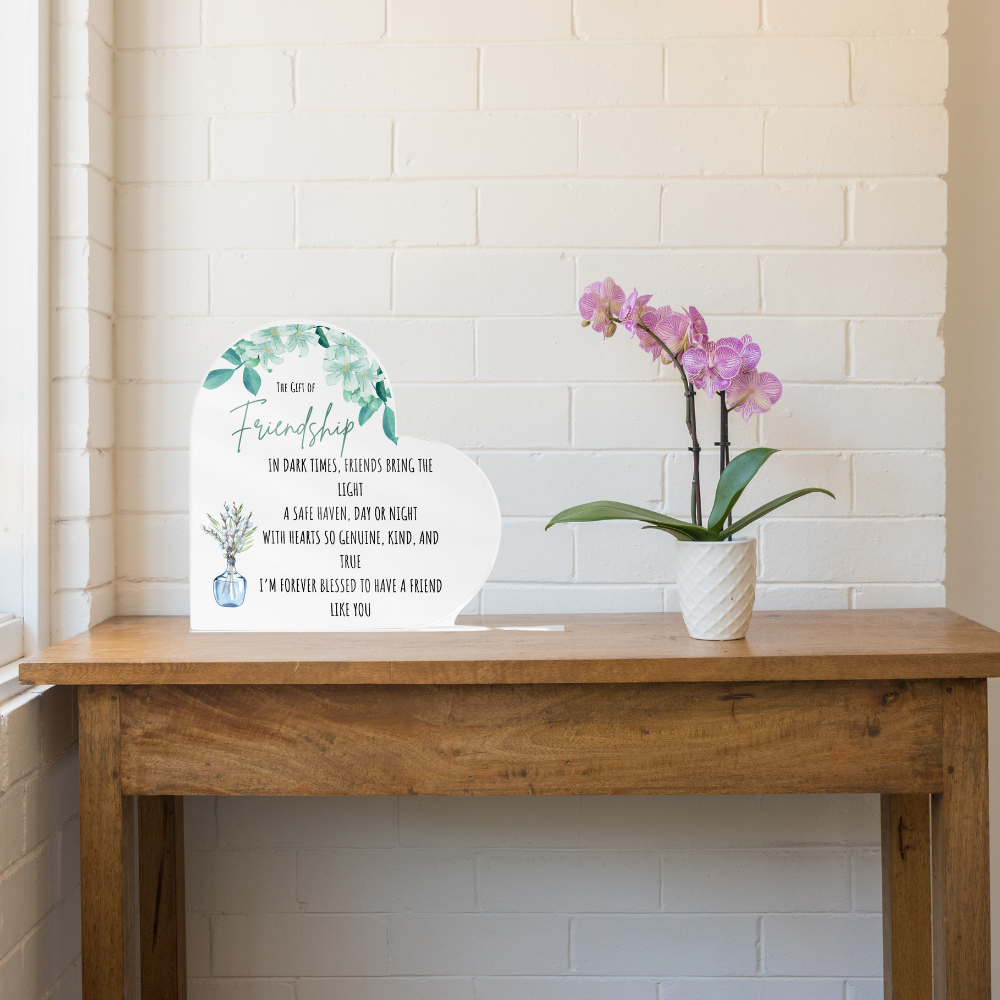 Friendship Acrylic Heart Plaque