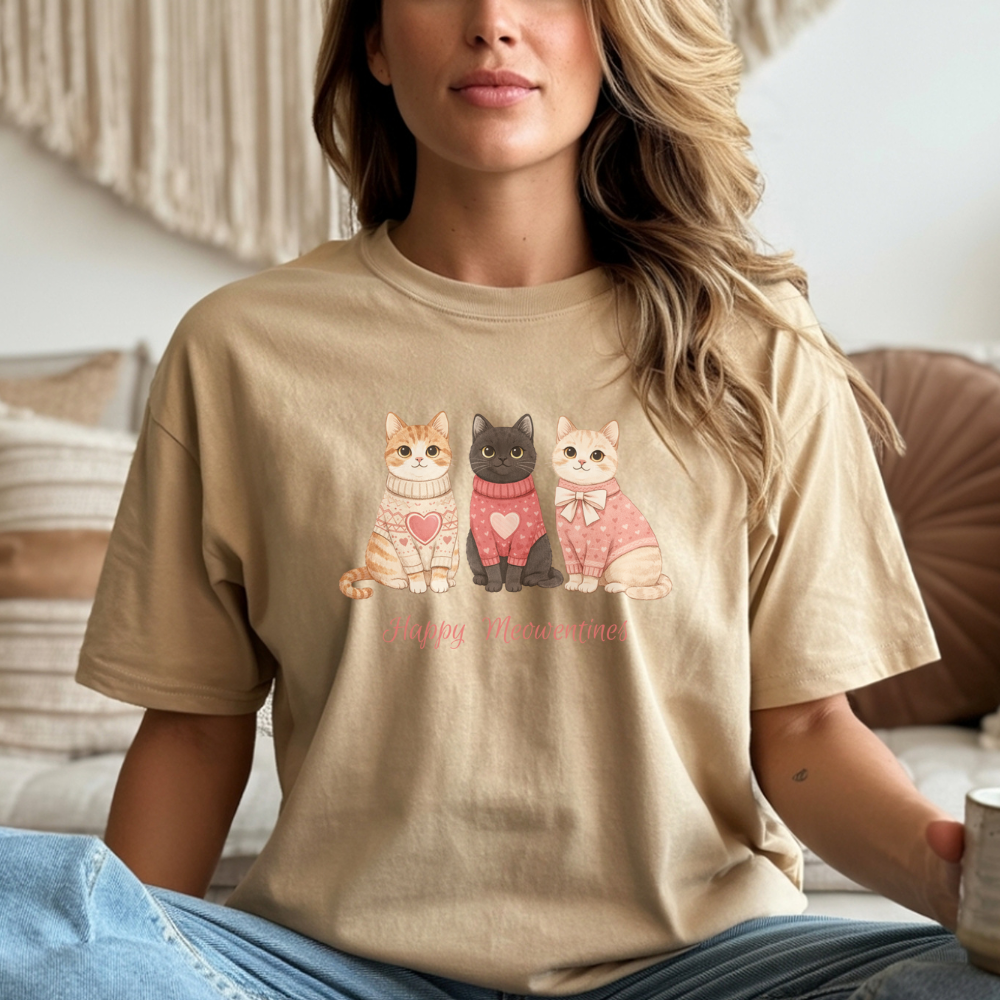 Happy Meowentine’s Cat T-Shirt – Cute Valentine Cat Lover Tee
