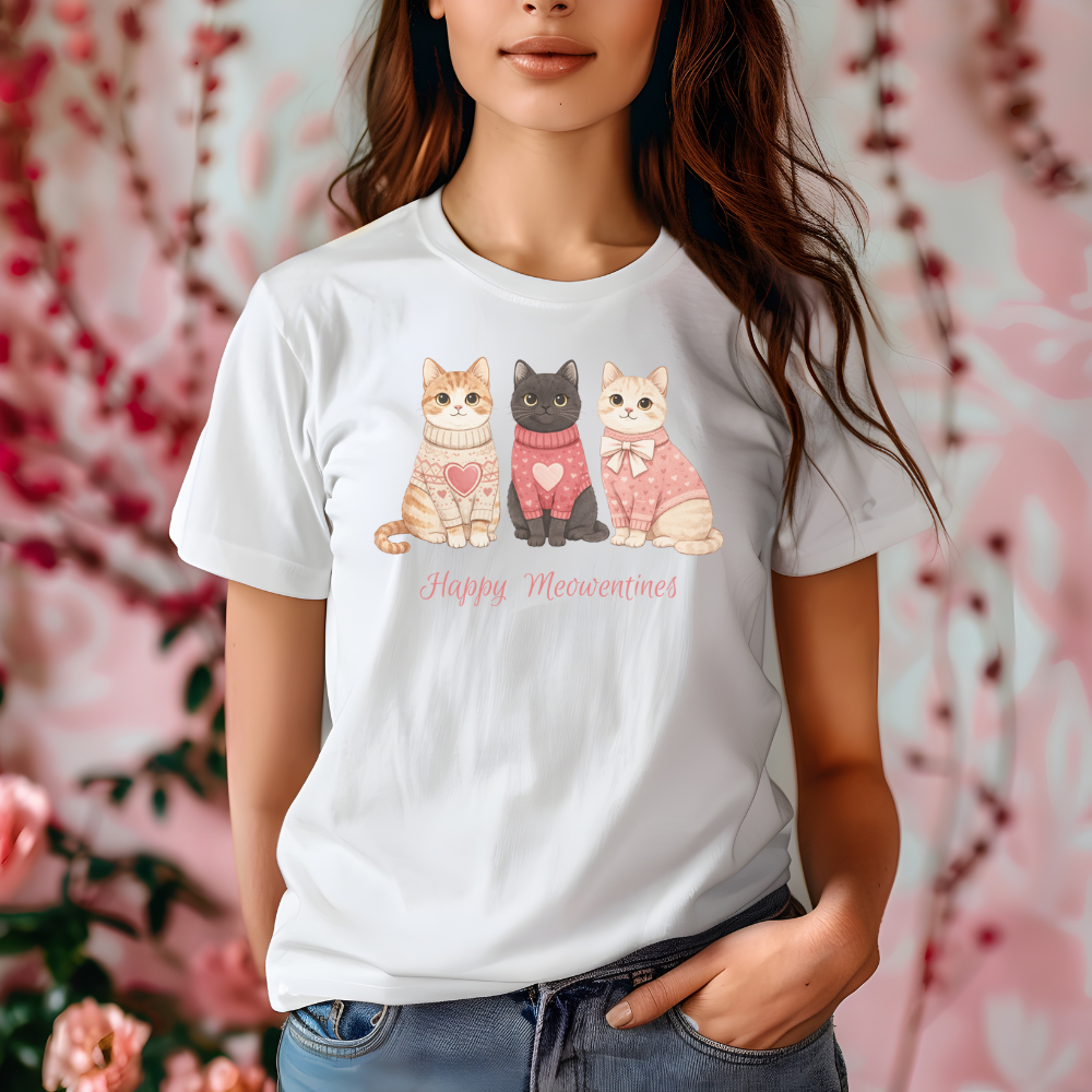 Happy Meowentine’s Cat T-Shirt – Cute Valentine Cat Lover Tee