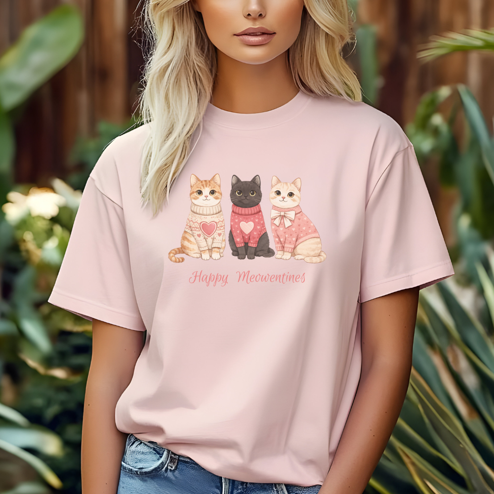 Happy Meowentine’s Cat T-Shirt – Cute Valentine Cat Lover Tee