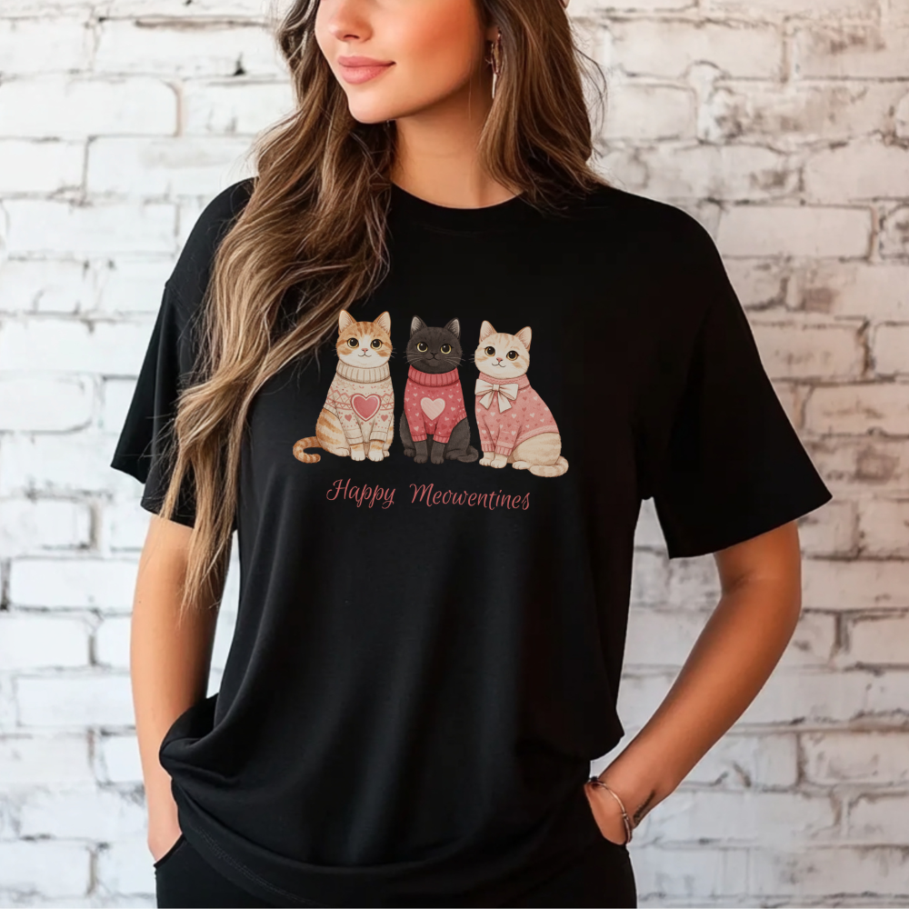 Happy Meowentine’s Cat T-Shirt – Cute Valentine Cat Lover Tee