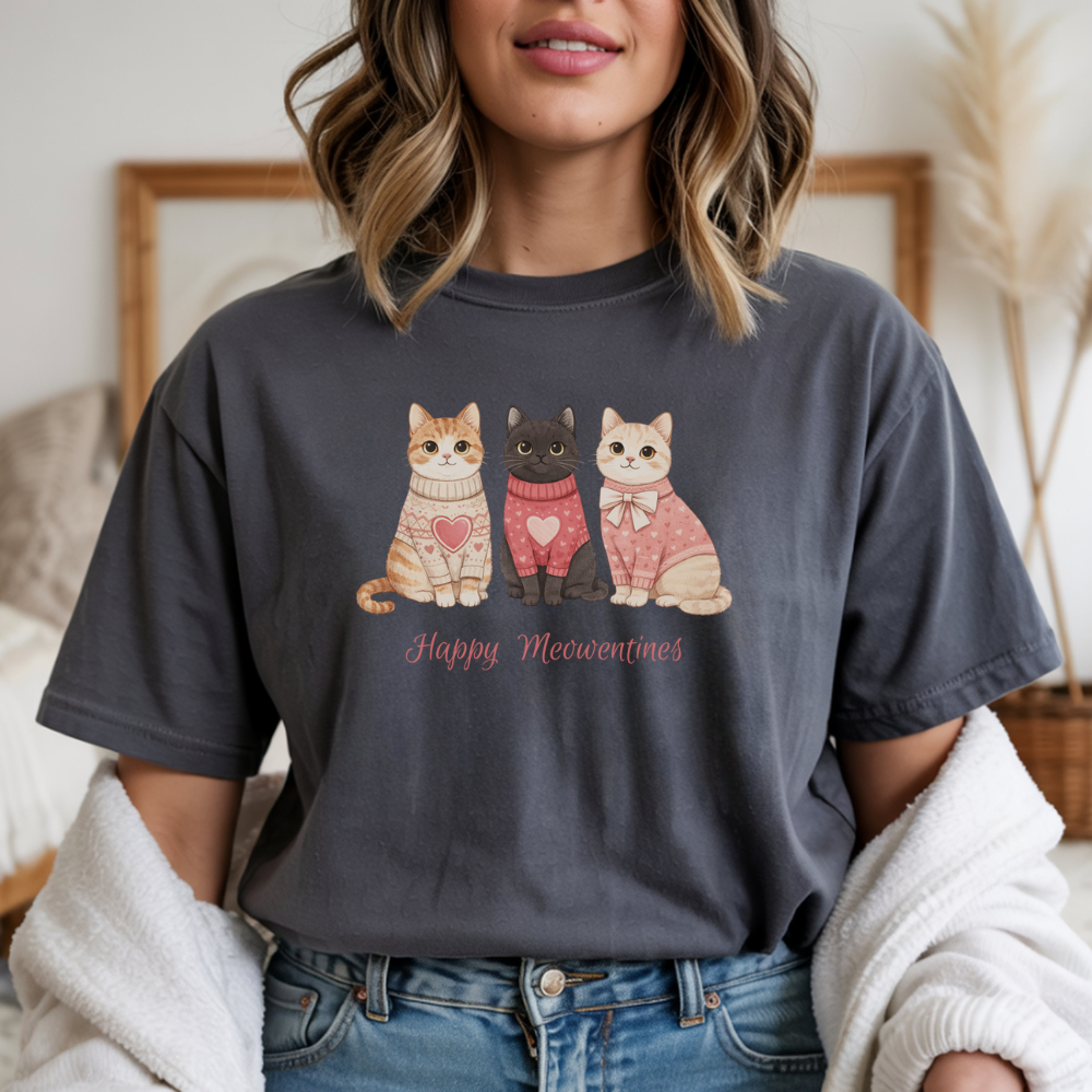 Happy Meowentine’s Cat T-Shirt – Cute Valentine Cat Lover Tee