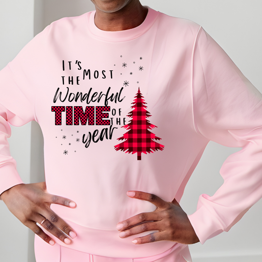 "It's The Most Wonderful Time of The Year" Print Long Sleeve Crew Neck T-Shirt