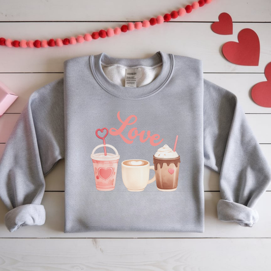 Love Coffee Valentine Sweatshirt – Cozy Cute Drink Lover Pullover