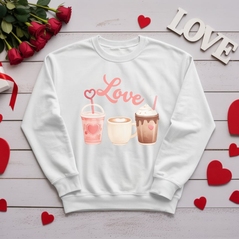 Love Coffee Valentine Sweatshirt – Cozy Cute Drink Lover Pullover