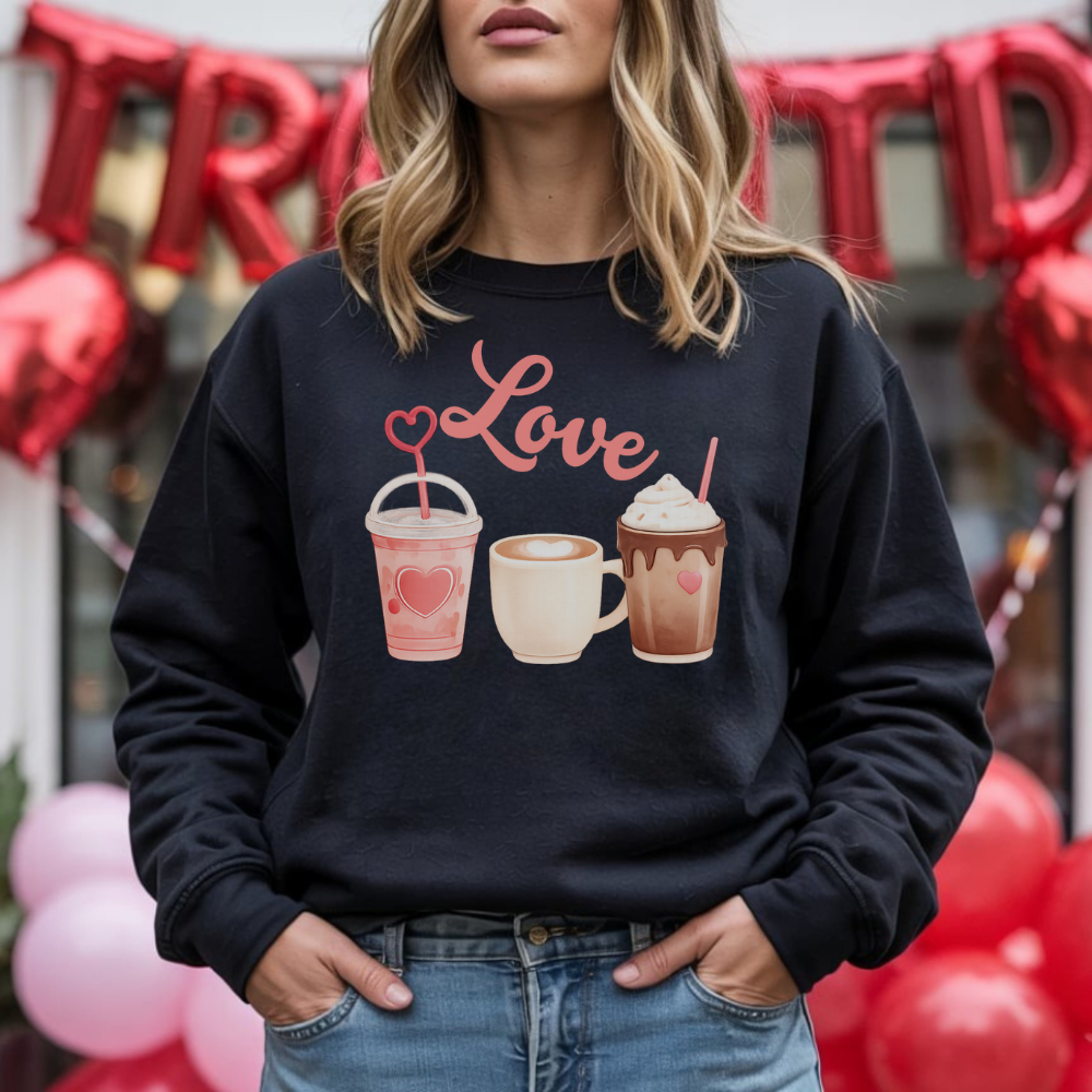 Love Coffee Valentine Sweatshirt – Cozy Cute Drink Lover Pullover