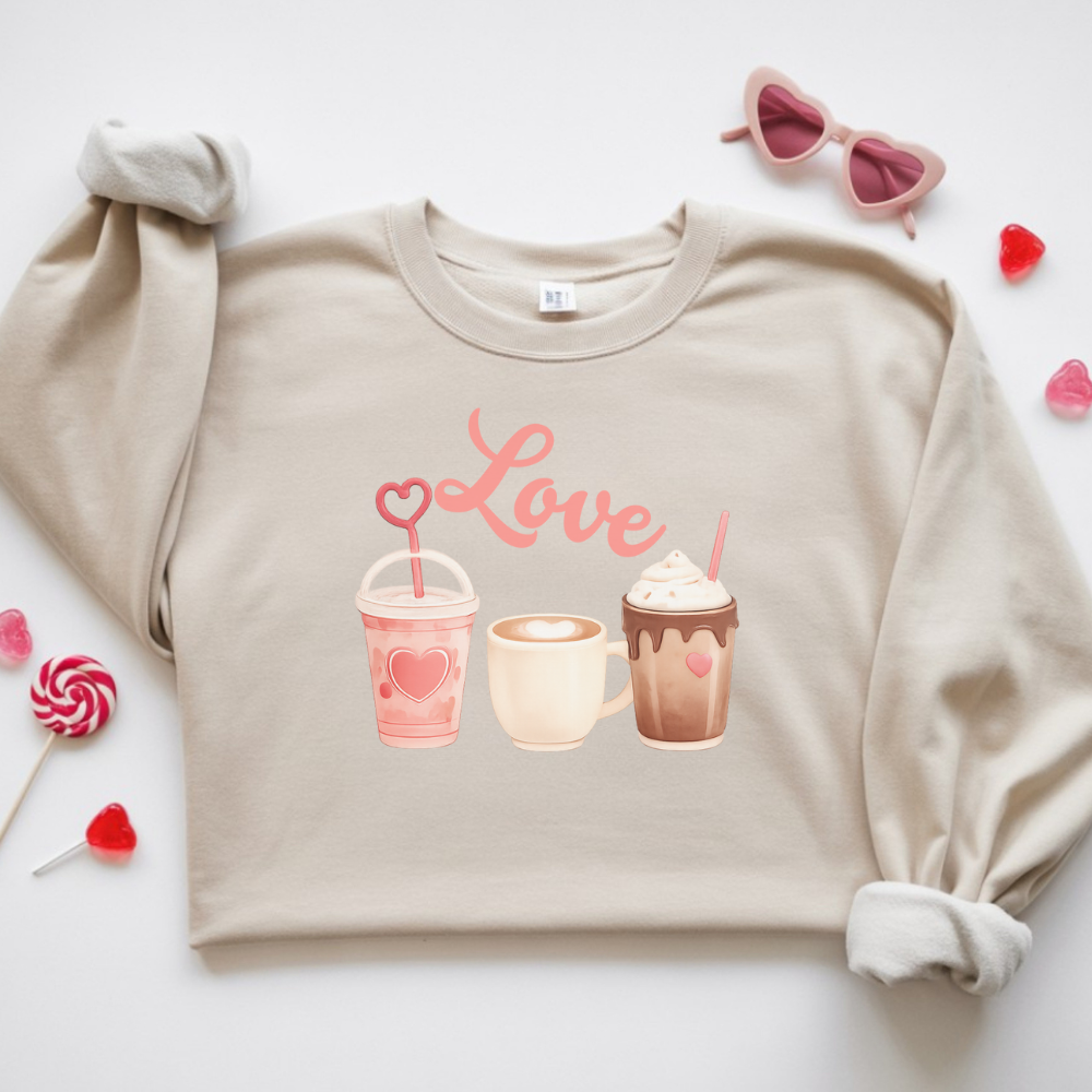 Love Coffee Valentine Sweatshirt – Cozy Cute Drink Lover Pullover