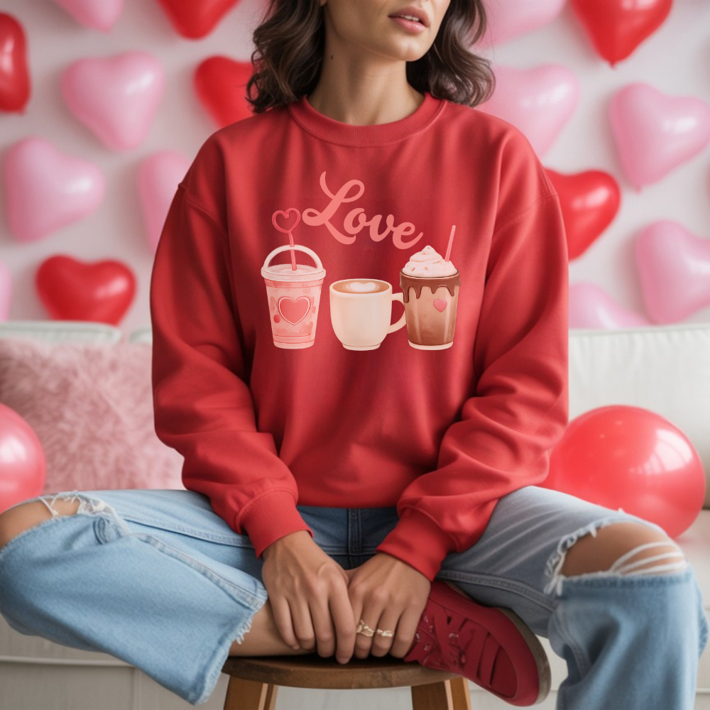 Love Coffee Valentine Sweatshirt – Cozy Cute Drink Lover Pullover