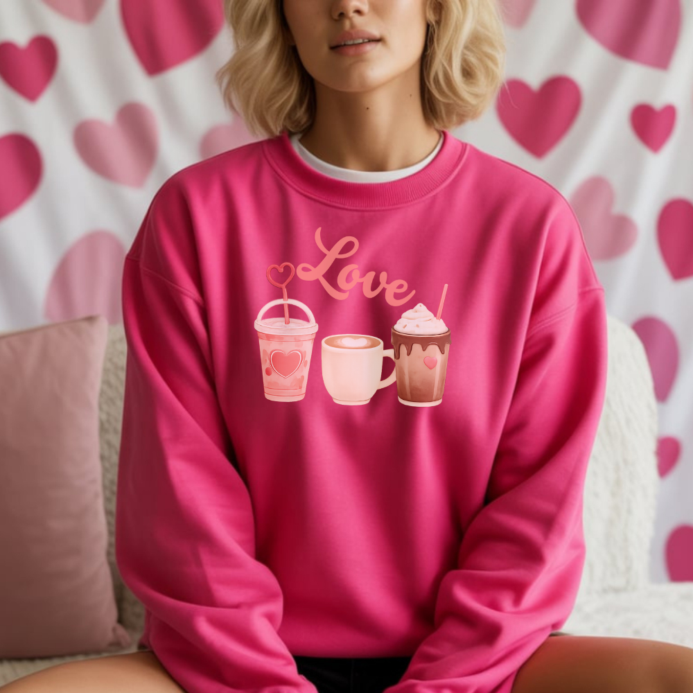 Love Coffee Valentine Sweatshirt – Cozy Cute Drink Lover Pullover