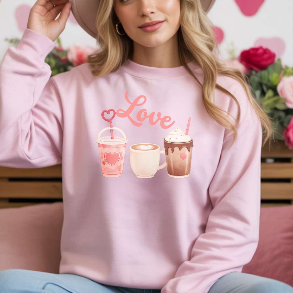 Love Coffee Valentine Sweatshirt – Cozy Cute Drink Lover Pullover