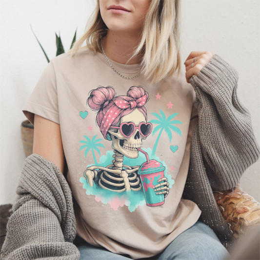 Skeleton Girl T-Shirt | Trendy Halloween Graphic Tee for Teen Girls & Women