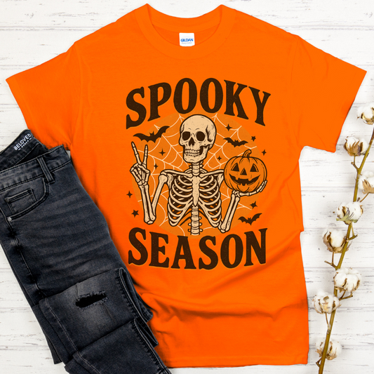 Spooky Season Skeleton T-Shirt | Trendy Halloween Graphic Tee for Teen Girls & Women