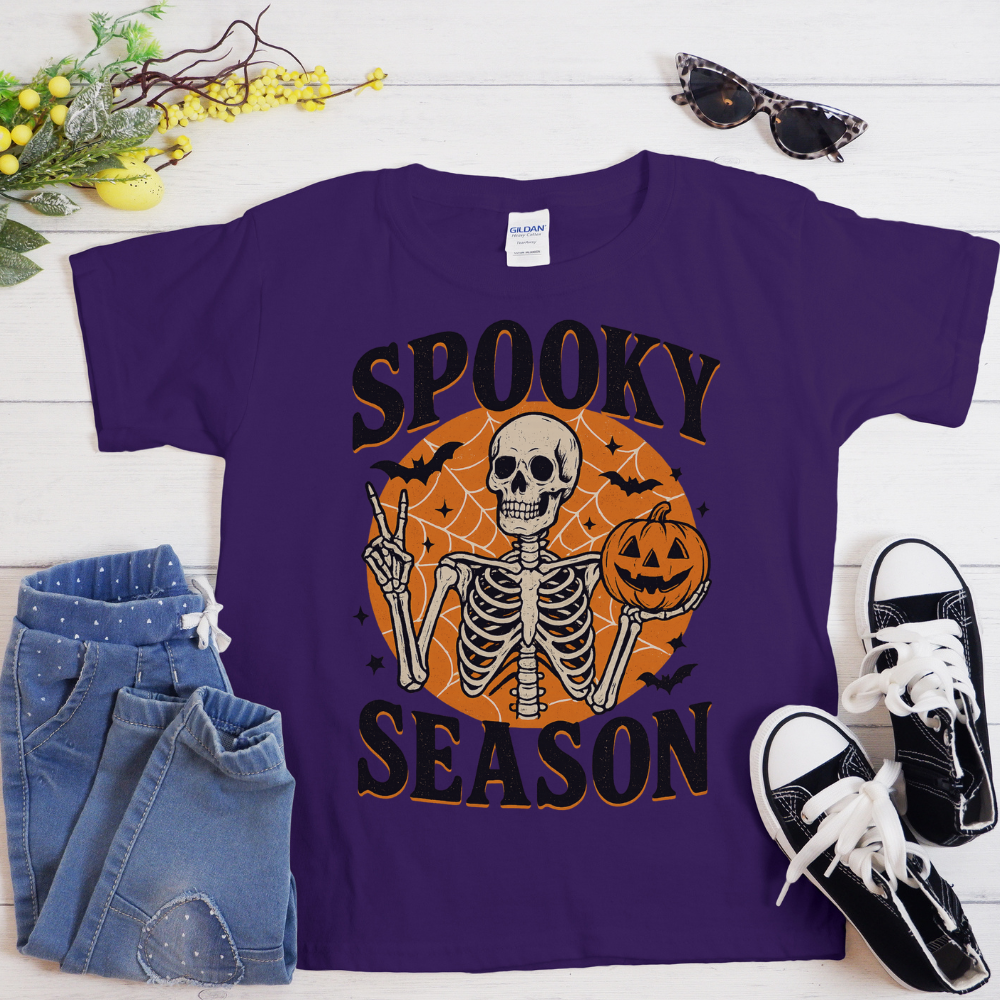 Spooky Season Skeleton T-Shirt | Trendy Halloween Graphic Tee for Teen Girls & Women