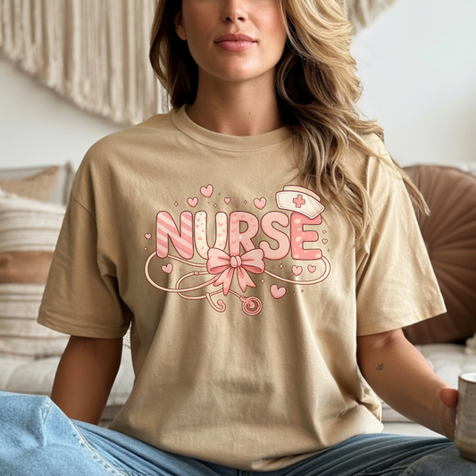 Cute Nurse Valentine T-Shirt – Pink Bow Stethoscope Nurse Tee