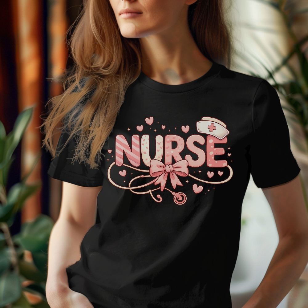 Cute Nurse Valentine T-Shirt – Pink Bow Stethoscope Nurse Tee