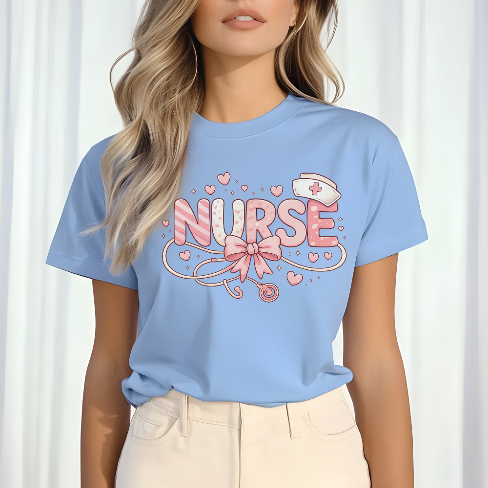 Cute Nurse Valentine T-Shirt – Pink Bow Stethoscope Nurse Tee