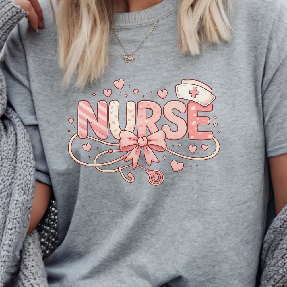 Cute Nurse Valentine T-Shirt – Pink Bow Stethoscope Nurse Tee