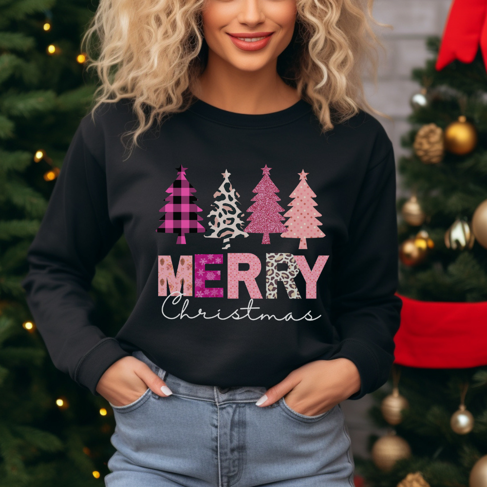 Pink Merry Christmas Sweatshirt | Cozy & Cute Holiday Crewneck for Women