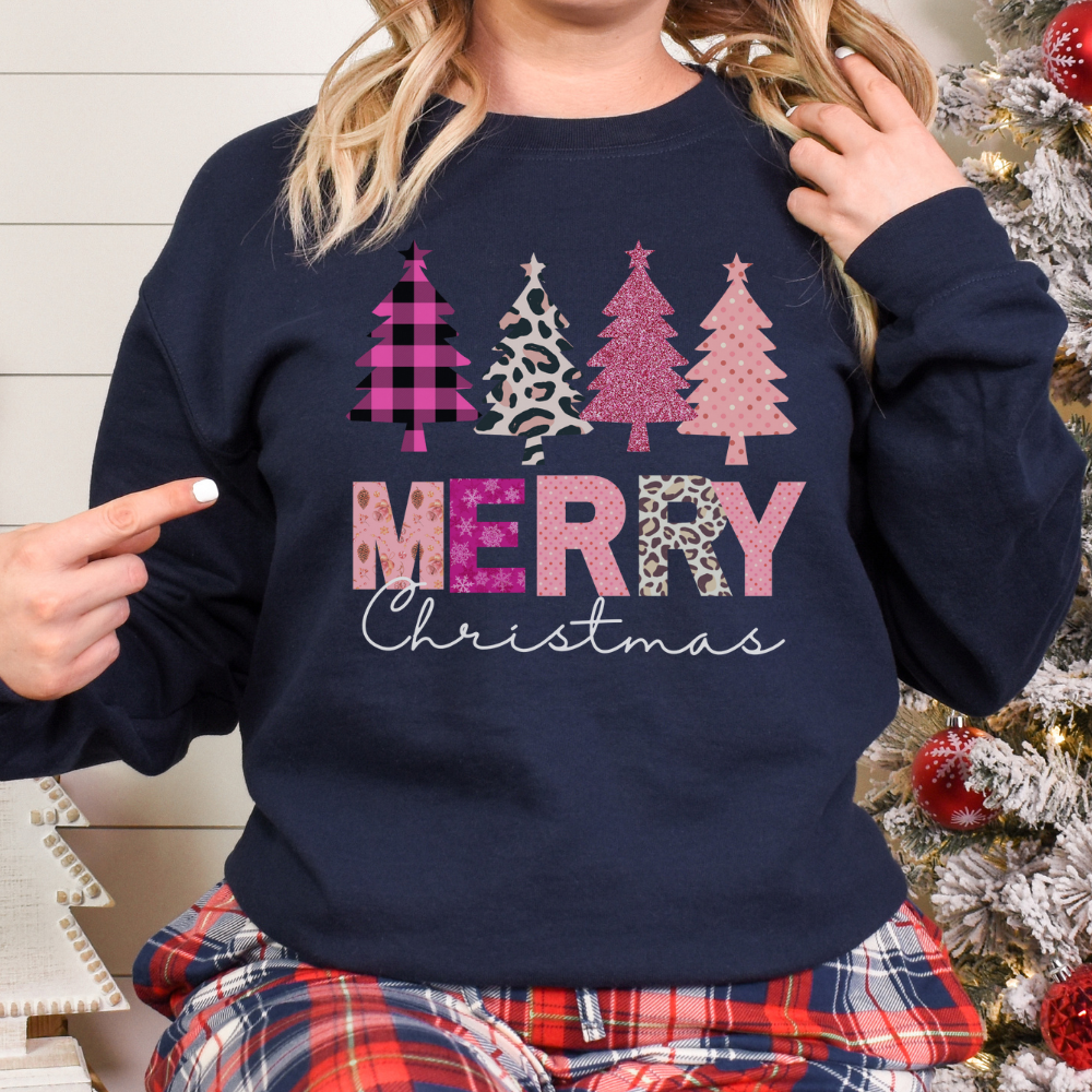 Pink Merry Christmas Sweatshirt | Cozy & Cute Holiday Crewneck for Women
