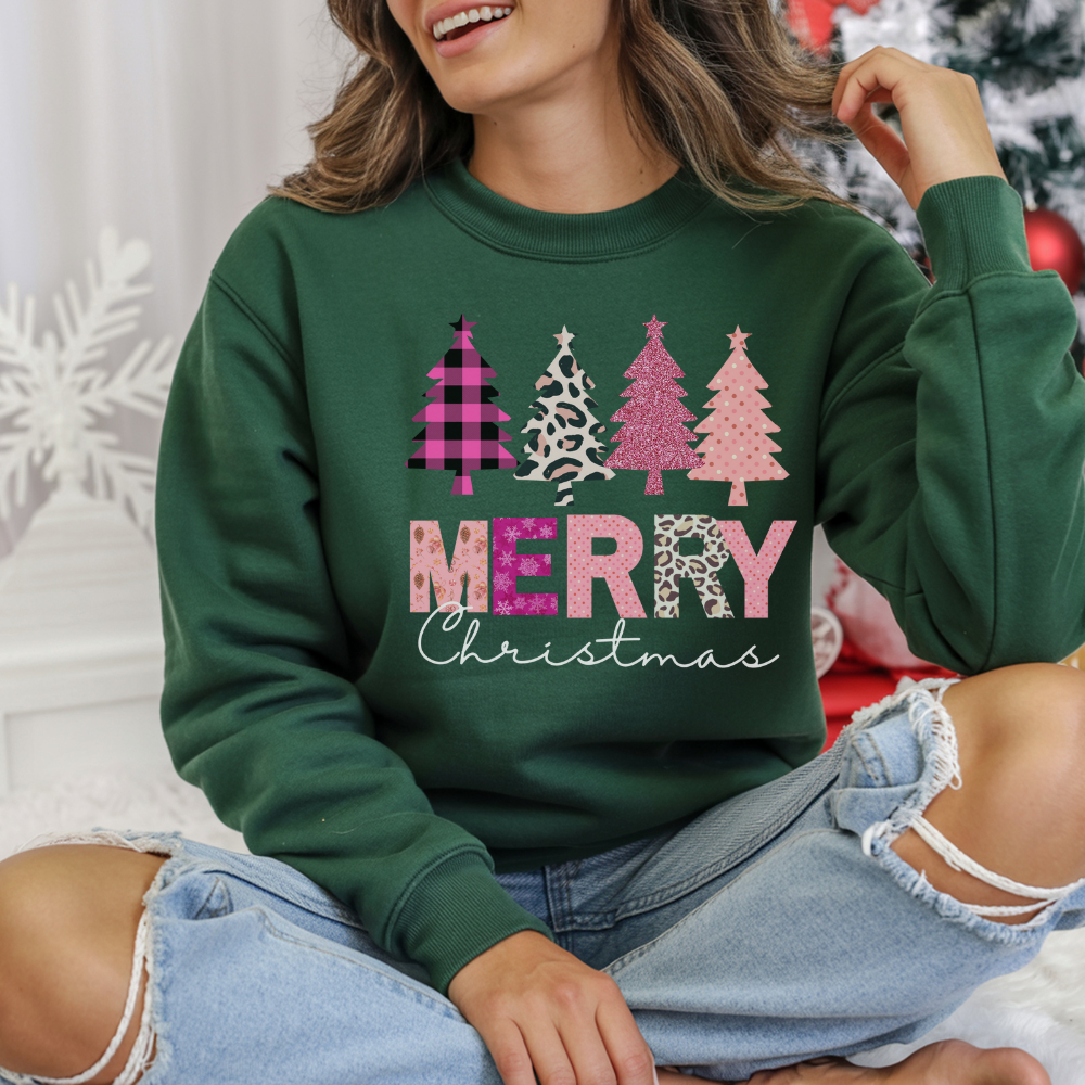 Pink Merry Christmas Sweatshirt | Cozy & Cute Holiday Crewneck for Women