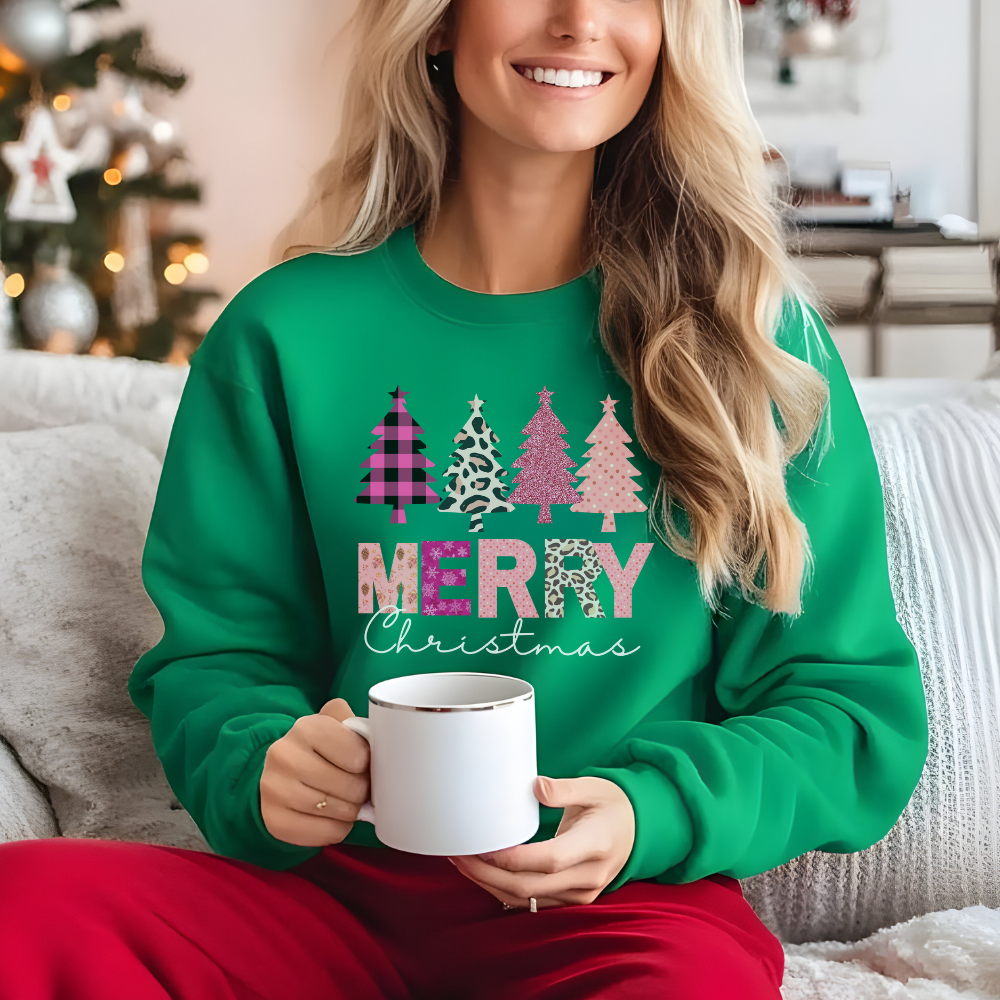 Pink Merry Christmas Sweatshirt | Cozy & Cute Holiday Crewneck for Women