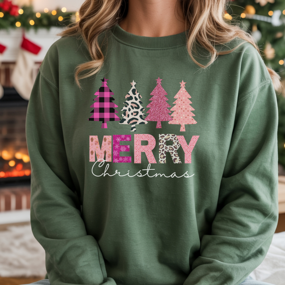 Pink Merry Christmas Sweatshirt | Cozy & Cute Holiday Crewneck for Women