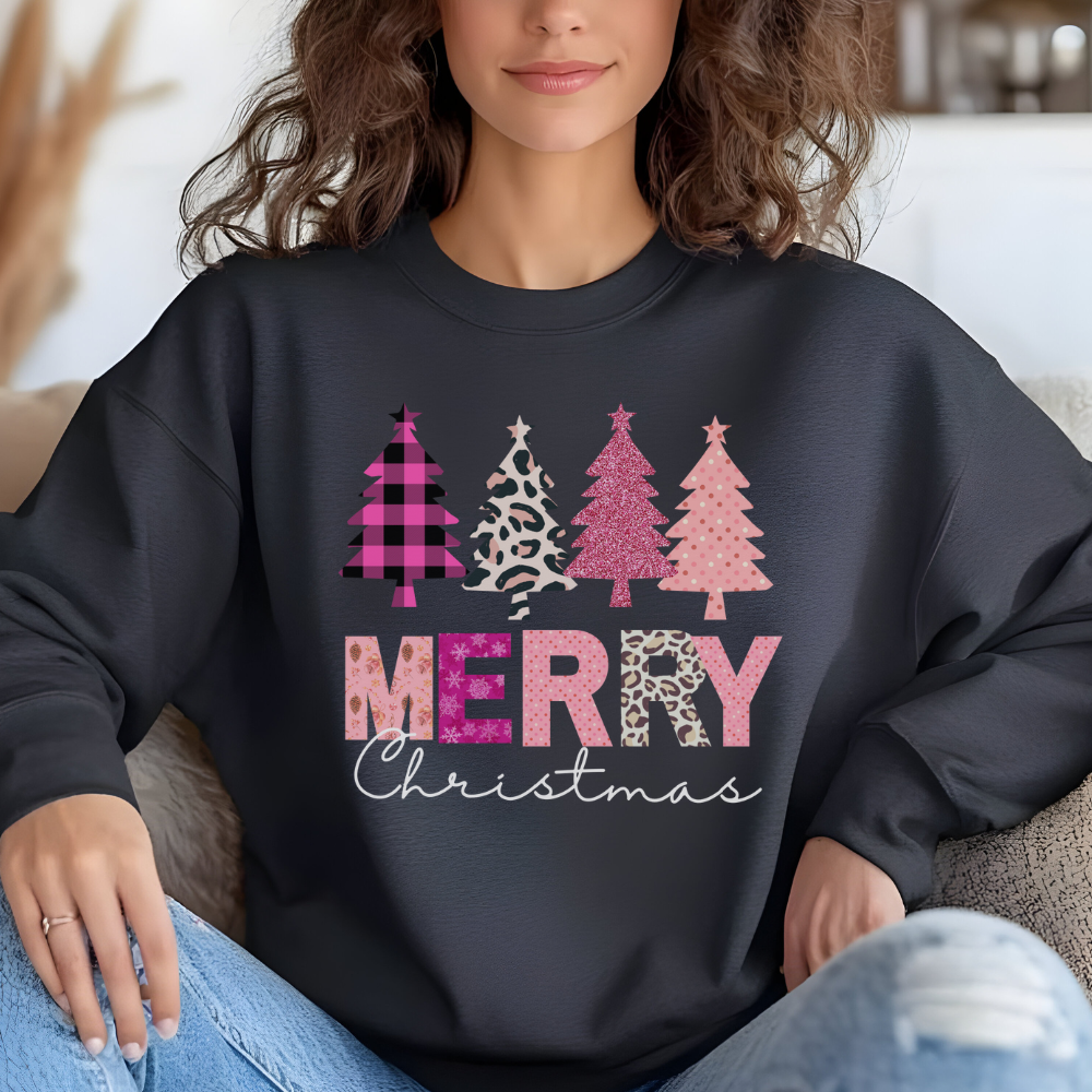 Pink Merry Christmas Sweatshirt | Cozy & Cute Holiday Crewneck for Women