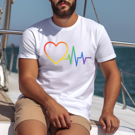 Heartbeat Rainbow Pride T-Shirt | Love Shirt | Colorful Heartbeat Graphic Tee