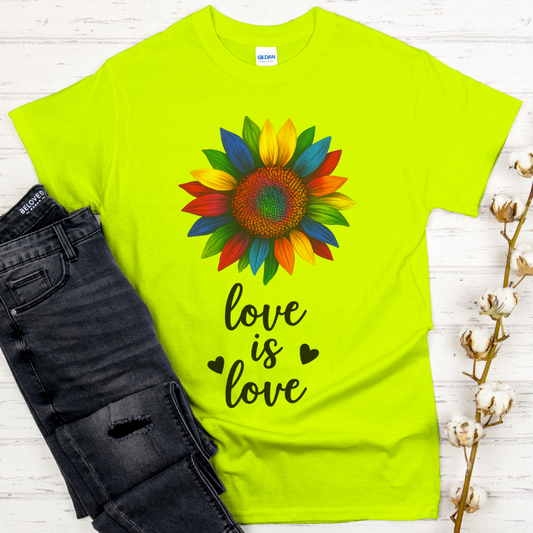 Love Is Love Rainbow Sunflower T-Shirt |Pride Graphic Tee | Colorful Unisex Shirt