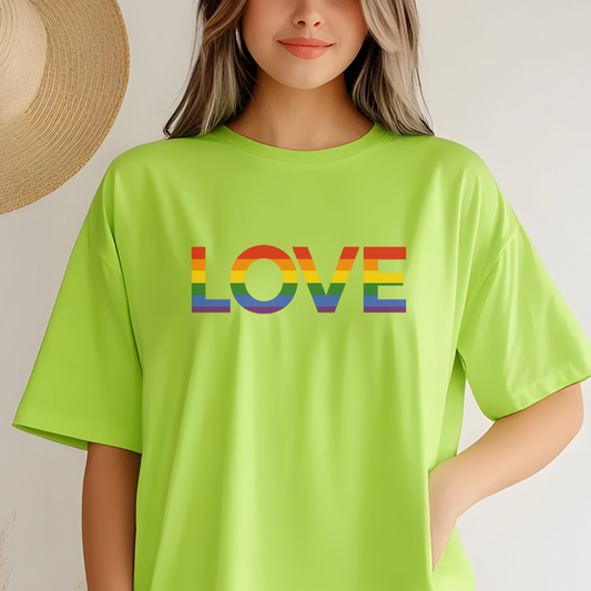 LOVE Rainbow Pride T-Shirt | Bold LGBTQ+ Graphic Tee | Equality and Unity Shirt